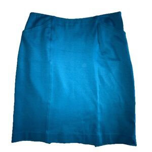Cabi Teal Blue Sigourney Stretch Pencil Skirt With Pockets Size 8 Style 3220